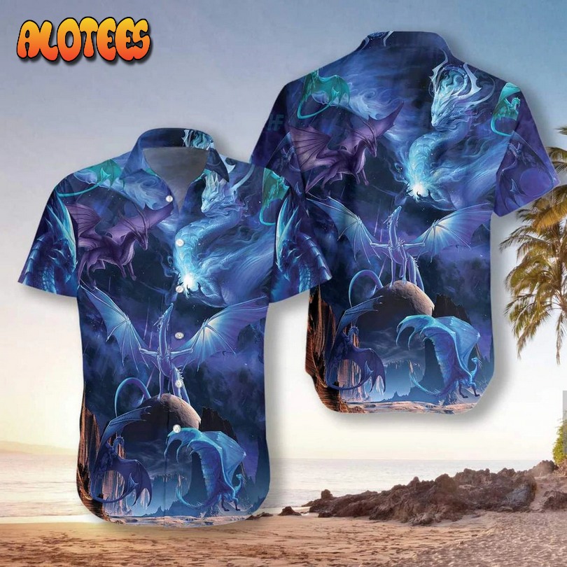Blue Universe Dragon Aloha Cool Design Aloha Hawaiian Shirt