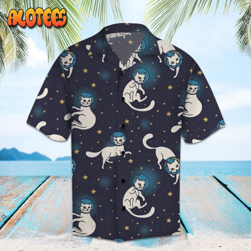 Cat Astronauts Dark Blue Youth Hawaiian Shirt