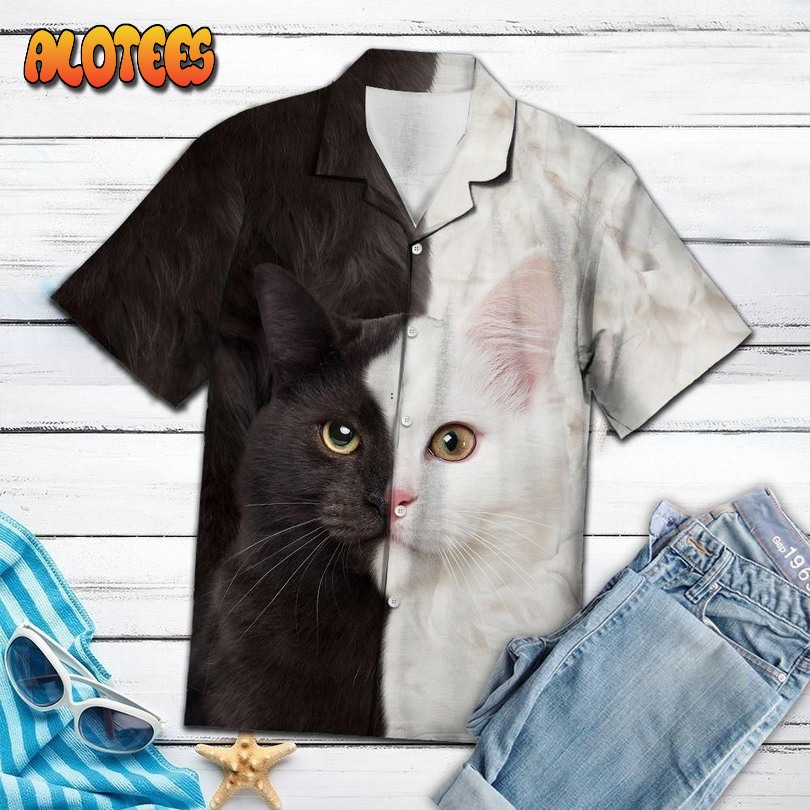 Cat Black And White Unique Hawaiian Shirt