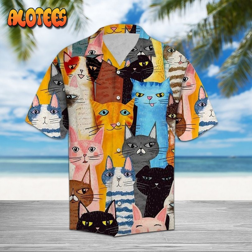 Cat Color Colorful Youth Hawaiian Shirt
