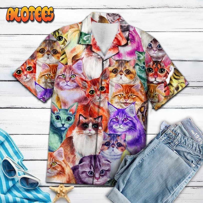 Cat Color Multicolor Hawaiian Shirt