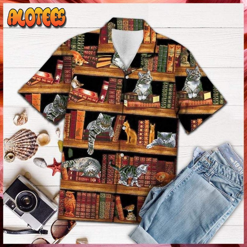 Cat Love Books Hawaiian Shirt
