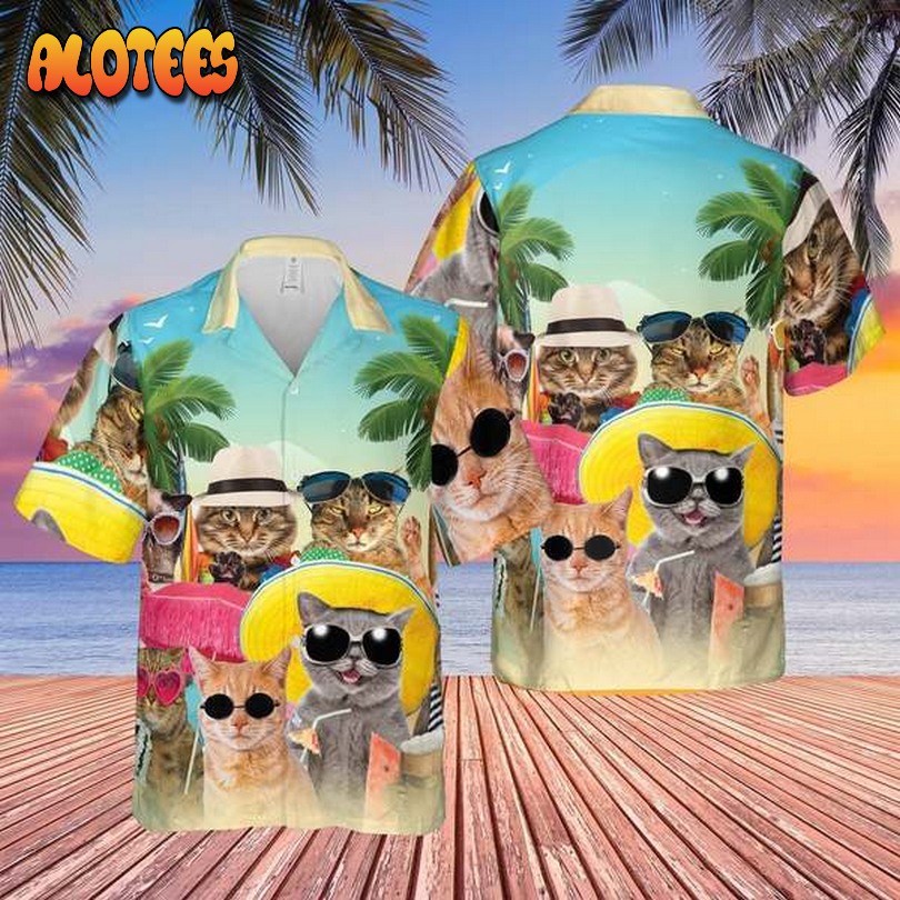 Cat Tropical Beach Hawaiian Shirt