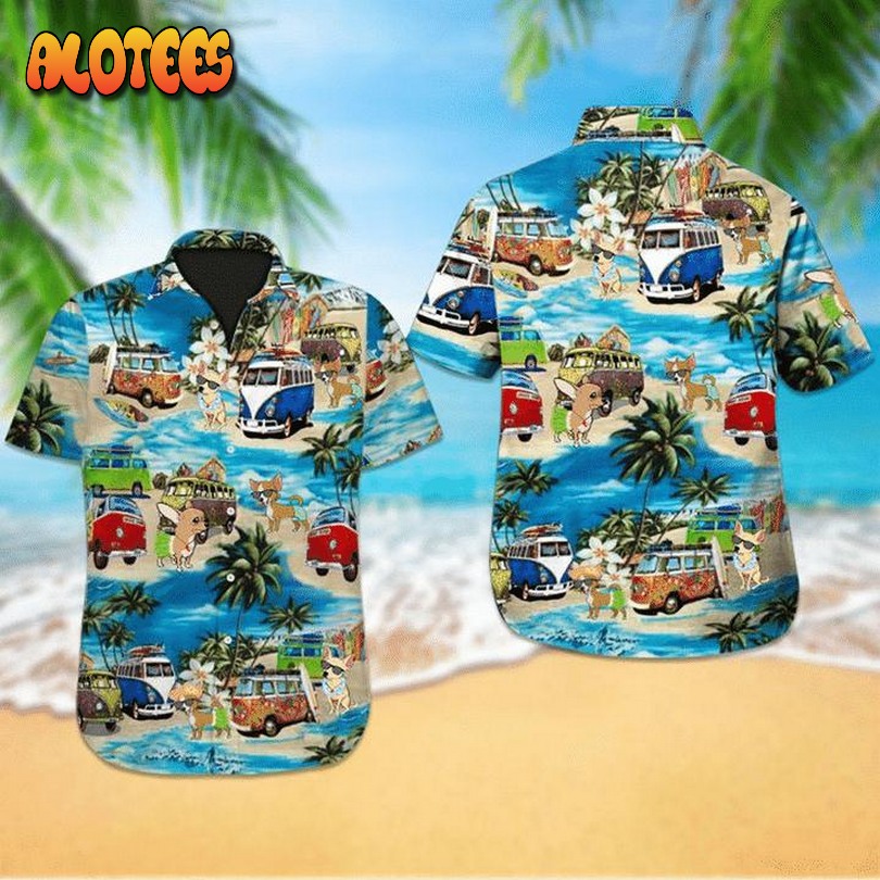Chihuahua Bus Beach Holiday Hawaiian Shirt