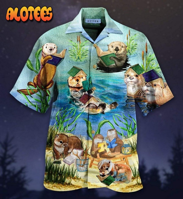 Cute Otter Reading Book Hawaiian Shirt