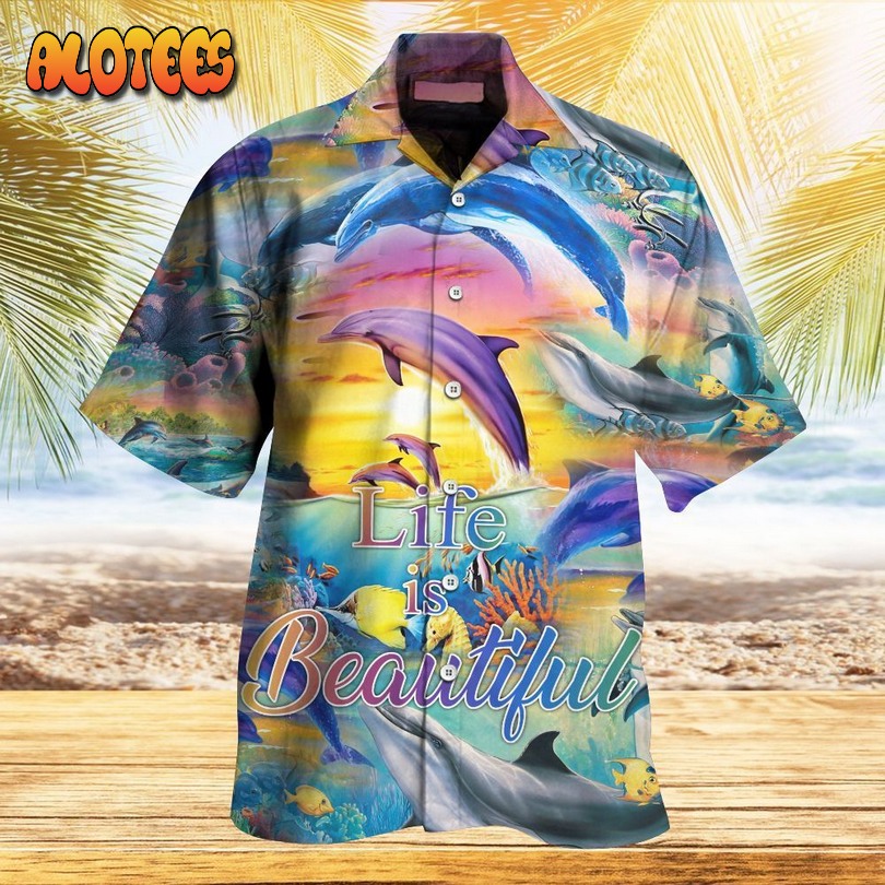 Dolphin Sunset Hawaiian Shirt