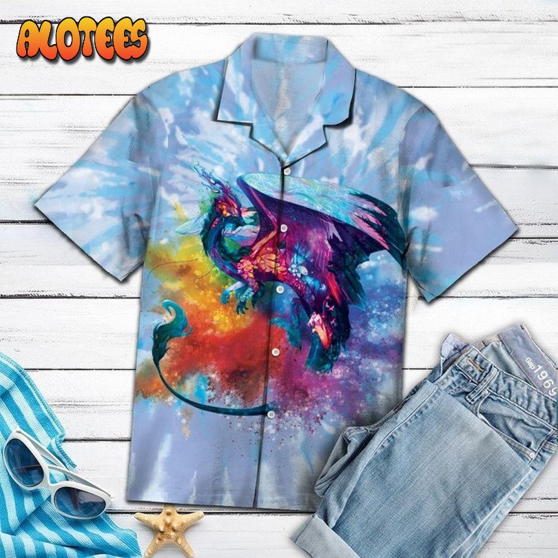 Dragon Tie Dye Aloha Hawaiian Shirt