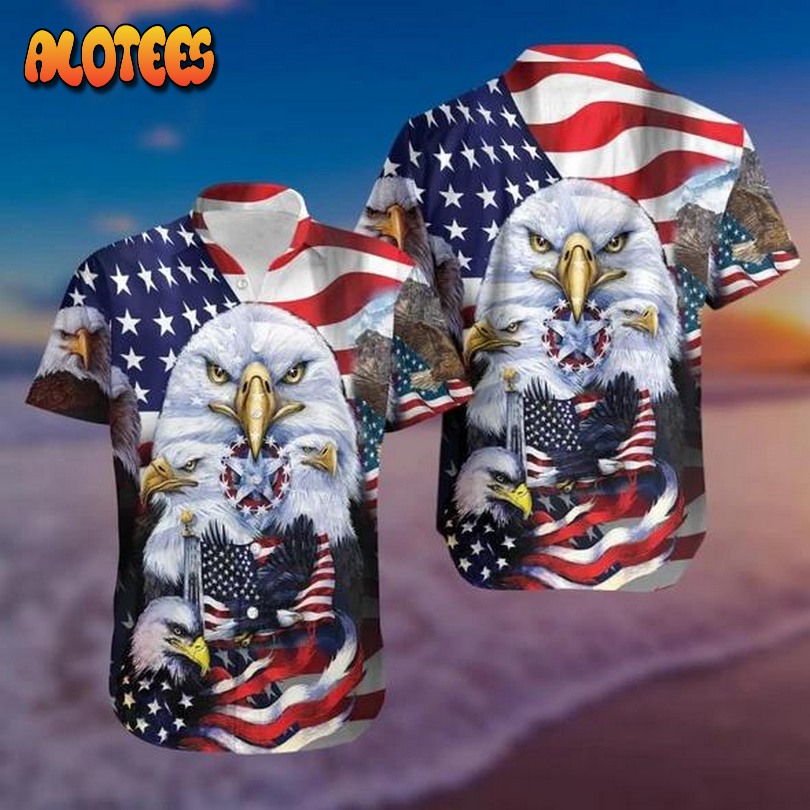 Eagle American And Star Honnor Hawaiian Shirt