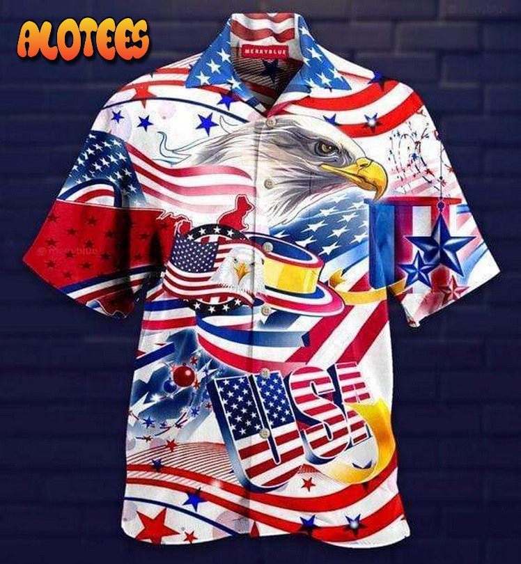 Eagle American Flag Hawaiian Shirt