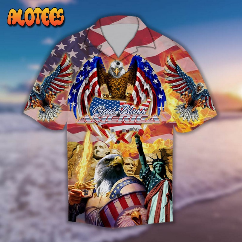 Eagle Patriotic God Bless America Hawaiian Shirt