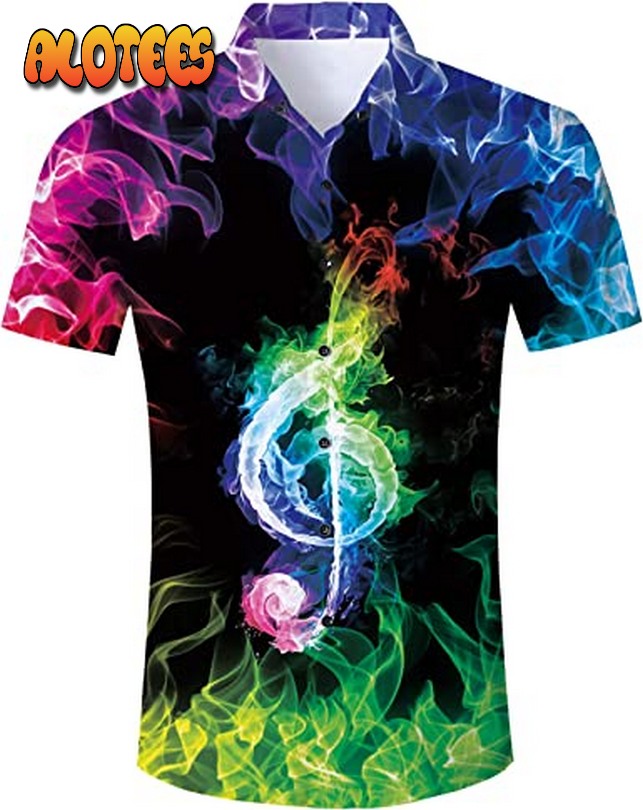Fiery Musical Note Hawaiian Shirt