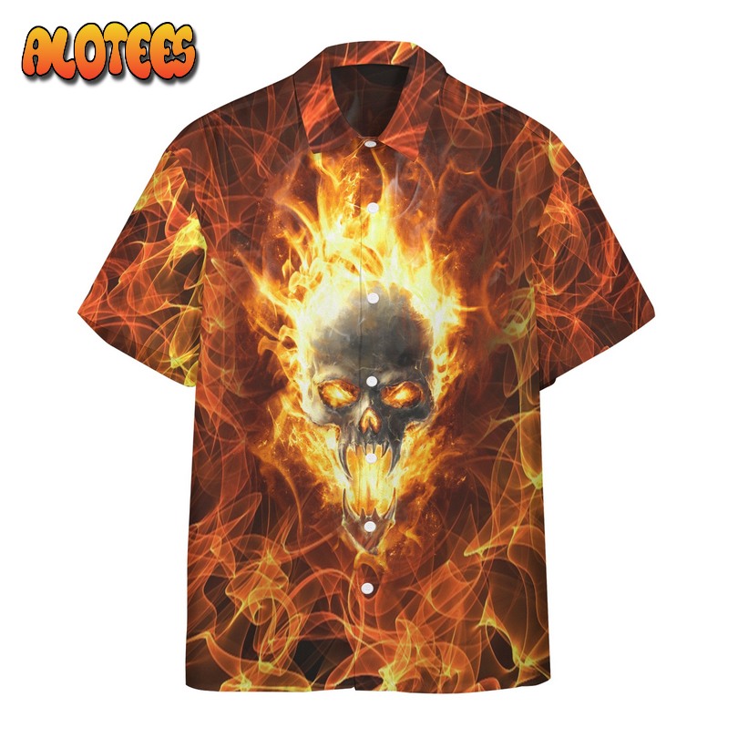 Flaming Skull Find Your Fire Hawaiian Shirt