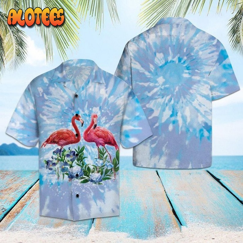 Flamingo Tie Dye Aloha Hawaiian Shirt