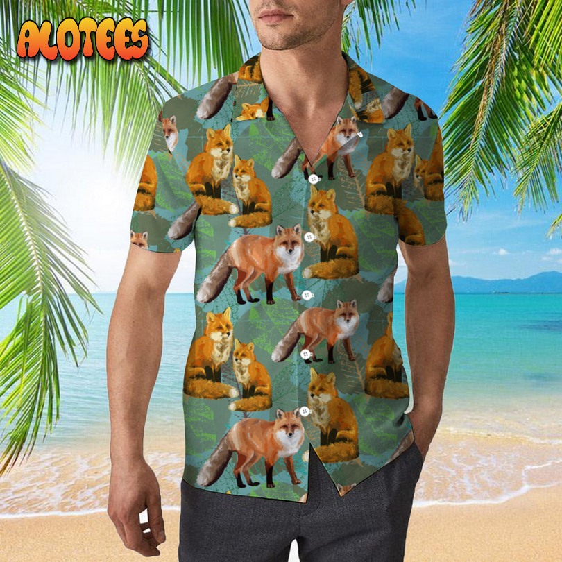 Fox Autumn Leaves Hawaiian Shirt