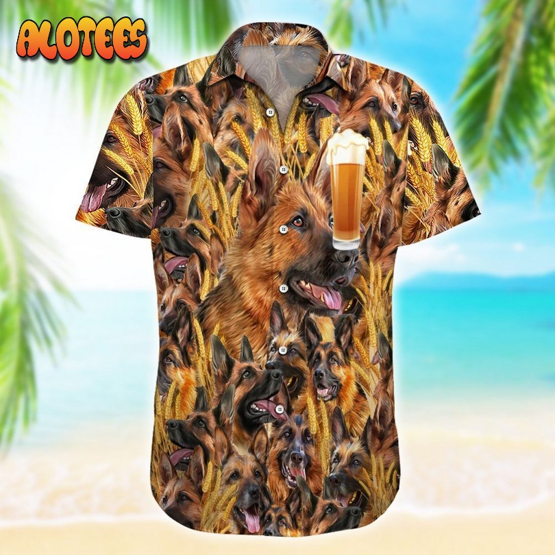 German Shepherd Beer Hawaiian Lei Hawaiian Shirt