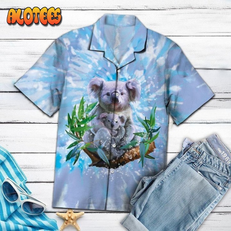 Koala Blue Tie Dye Aloha Hawaiian Shirt