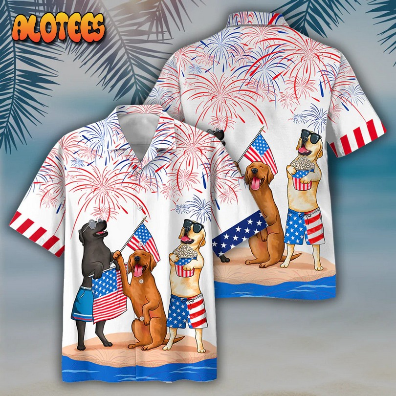 Labrador Independence Day Hawaiian Lei Hawaiian Shirt