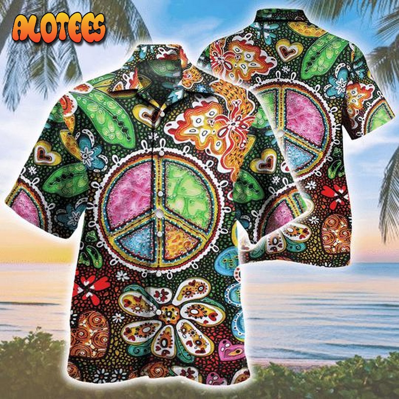 Peace Sign Stitching Hawaiian Shirt