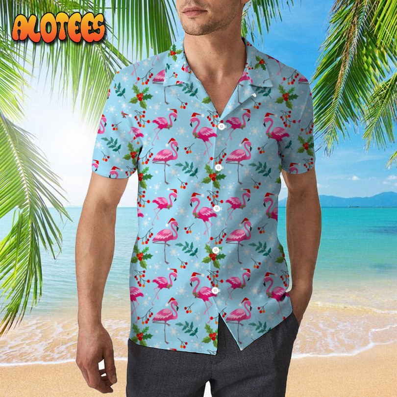 Pink Flamingo Merry Christmas Hawaiian Shirt