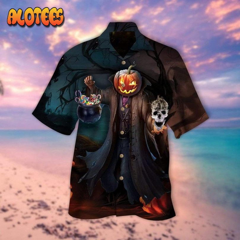 Pumpkin Man With Candies Halloween Hawaiian Shirt