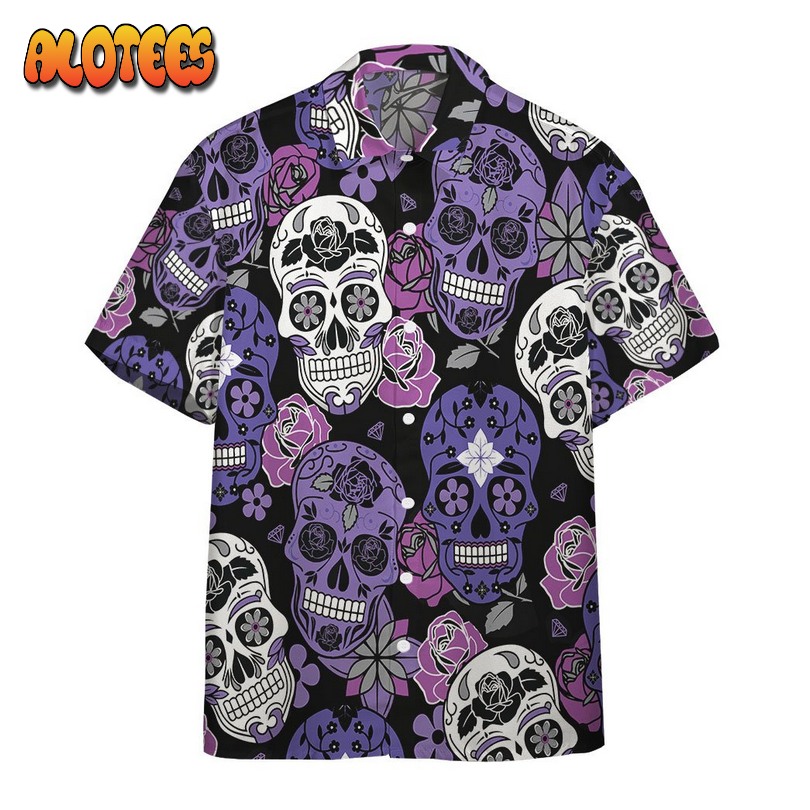 Purple Sugar Skulls Hawaiian Shirt