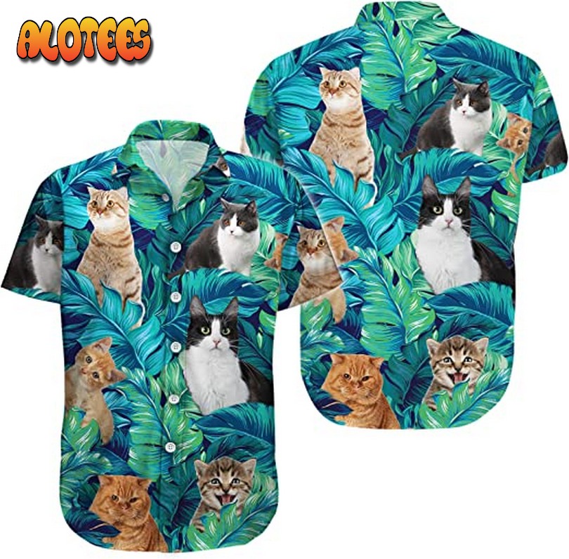 Scottish Fold Tropical Leaves Cat Summer Hawaiian Shirt
