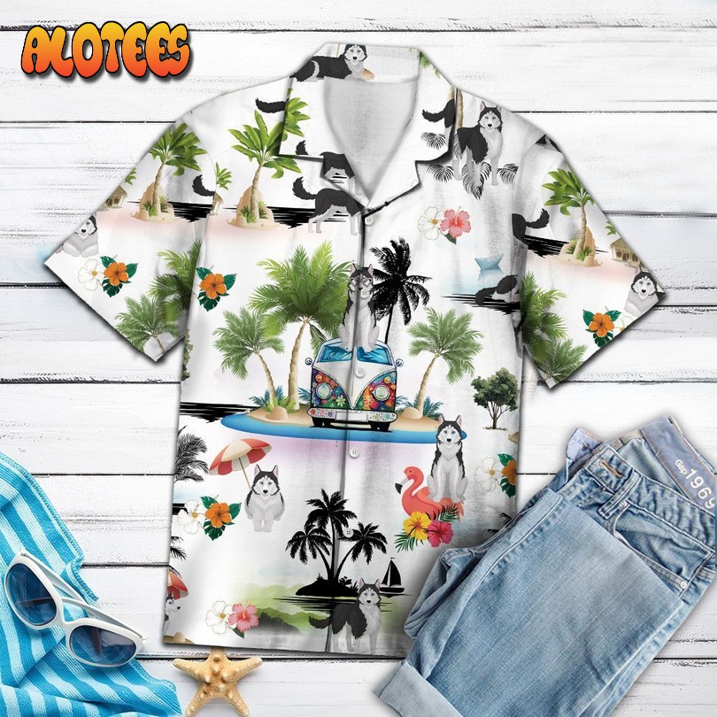Siberian Husky Vacation Multicolor Hawaiian Shirt