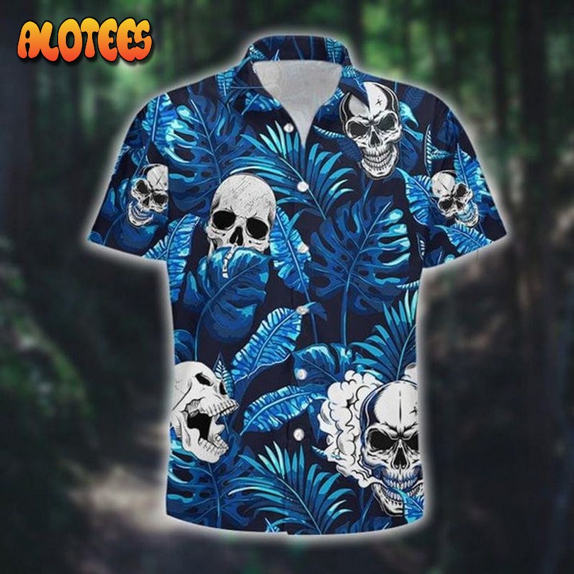 Skull Skeleton Tattoo Tropical Beach Aloha Hawaiian Shirt