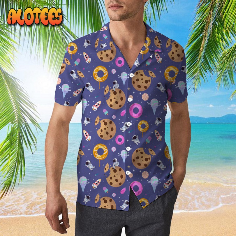 Sweet Space With Fantasy Chocolate Cookie And Astronaut Hawaiian Shirt