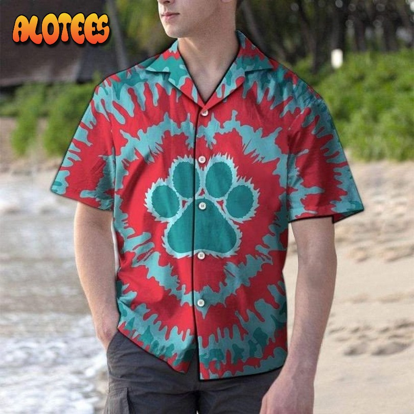 Tie-Dye Dog Foot Hippie Hawaiian Shirt
