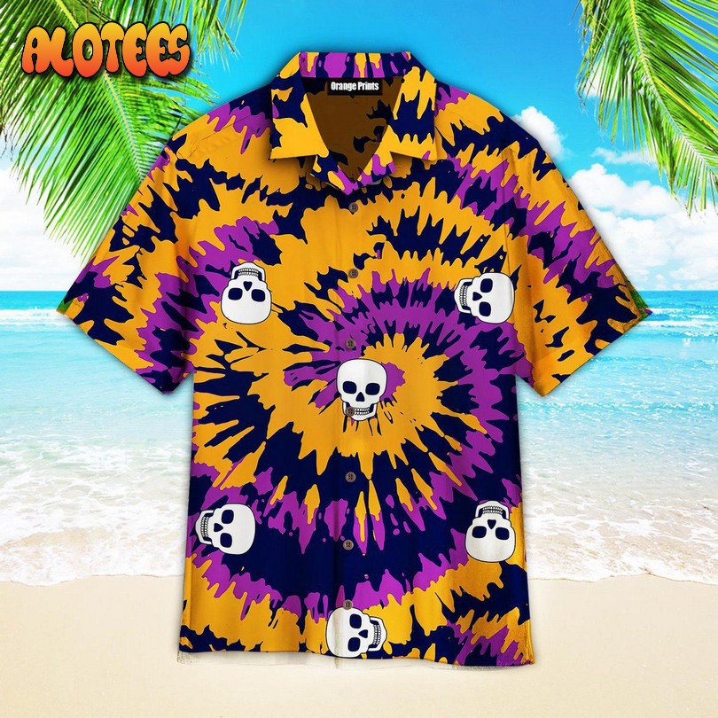 Tie Dye With Skull Pattern Hawaiian Shirt
