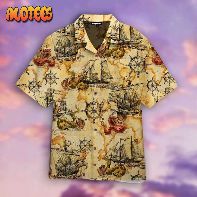 Vintage Sailboats And Dragons Aloha Hawaiian Shirt